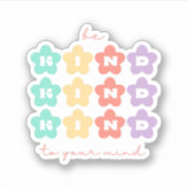Wees aardig tegen je | Retro Flowers Peach Snoep Sticker (Voorkant)