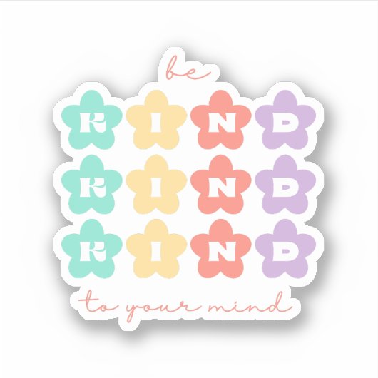 Wees aardig tegen je | Retro Flowers Peach Snoep Sticker (Voorkant)