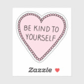 Wees aardig tegen jezelf, roze hartsticker sticker (Vel)