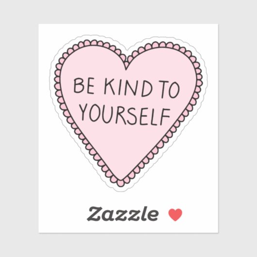 Wees aardig tegen jezelf, roze hartsticker sticker (Vel)
