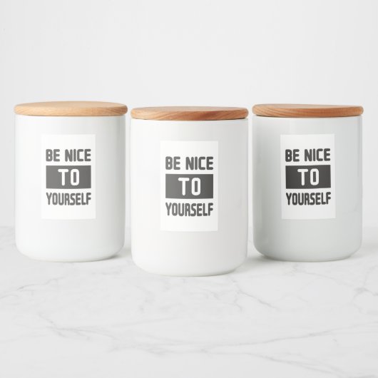 Wees aardig tegen jezelf voedselcontainer etiket (Flessen)