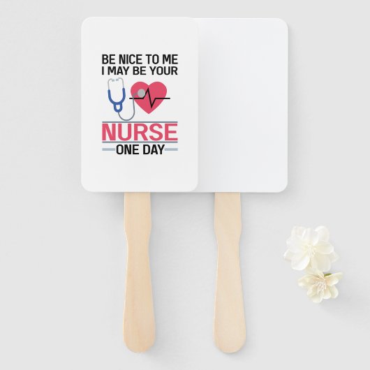 Wees aardig tegen me, ik ben misschien op een dag  handwaaier (Voorkant en achterkant)