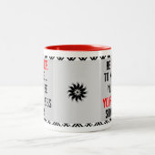 Wees aardig tegen me, Mok. Tweekleurige Koffiemok (Center)