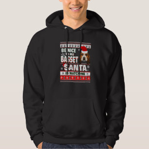 Wees aardig tegen mijn basset hound dog Santa kijk Hoodie