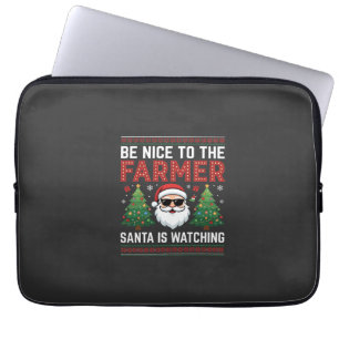 Wees aardig voor de boer Kerstman Kerstmis Laptop Sleeve