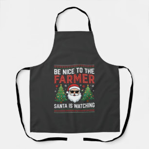 Wees aardig voor de boer Kerstman Kerstmis Schort