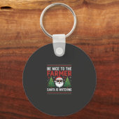 Wees aardig voor de boer Kerstman Kerstmis Sleutelhanger (Voorkant)