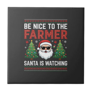Wees aardig voor de boer Kerstman Kerstmis Tegeltje