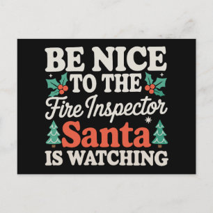 Wees aardig voor de brandinspecteur, Kerstman kijk Feestdagenkaart