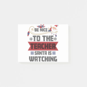 Wees aardig voor de juf Kerstman kijkt toe Juf Post-it® Notes