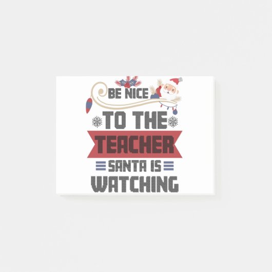 Wees aardig voor de juf Kerstman kijkt toe Juf Post-it® Notes (Voorkant)