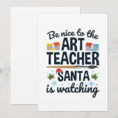 Wees aardig voor de kunstleraar, Kerstman kijkt to Feestdagenkaart (Voorkant / Achterkant)