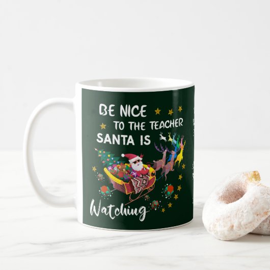 Wees aardig voor de leraar die de Kerstman volgt e Koffiemok (Met donut)