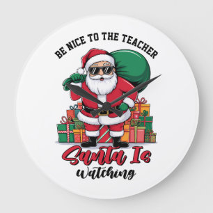Wees aardig voor de leraar Kerstman kijkt toe Grote Klok