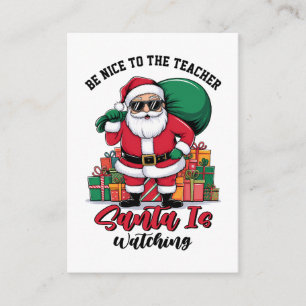 Wees aardig voor de leraar Kerstman kijkt toe Informatiekaartje