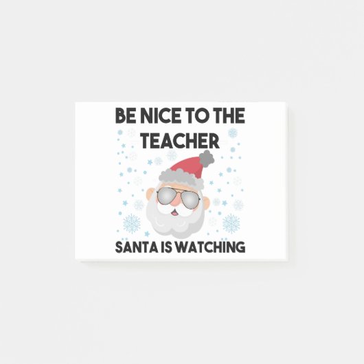 Wees aardig voor de leraar Kerstman kijkt toe Kers Post-it® Notes (Voorkant)