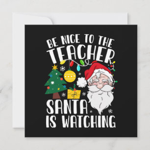 Wees aardig voor de leraar Kerstman kijkt toe Lera