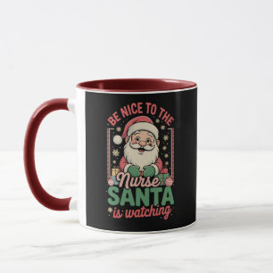 Wees aardig voor de verpleegster Kerstman kijkt ui Mok