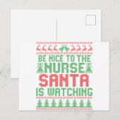 Wees aardig voor de zuster Santa kijkt naar Kerstm Briefkaart (Voorkant / Achterkant)