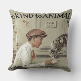 Wees aardig voor dieren - Vintage Poster Kussen