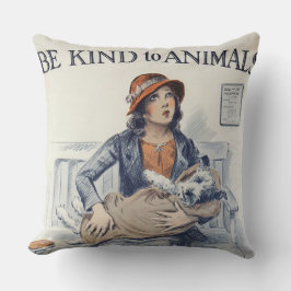 Wees aardig voor dieren - Vintage Poster Kussen