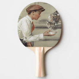 Wees aardig voor dieren - Vintage Poster Tafeltennisbatje