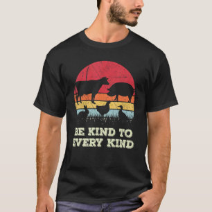 Wees aardig voor elke Retro Veganistische Vegetari T-shirt