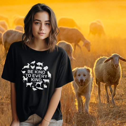 Wees aardig voor elke soort, dierlijke veganistisc t-shirt