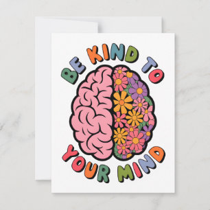 Wees aardig voor je geest, Floral Brain Quote Bedankkaart