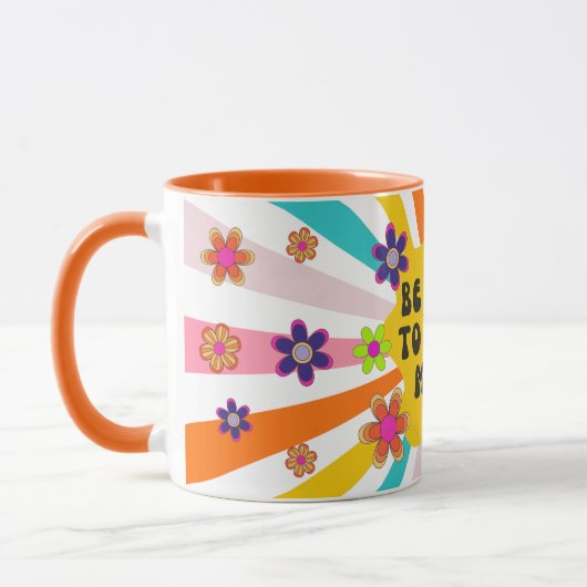 "Wees aardig voor je geest" Kleurrijke Retro Mok (Links)