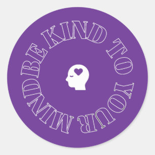 Wees aardig voor je geest Paarse cirkelsticker Ronde Sticker