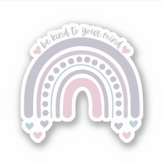 Wees aardig voor je geest | Rainbow French Grey Sticker (Voorkant)