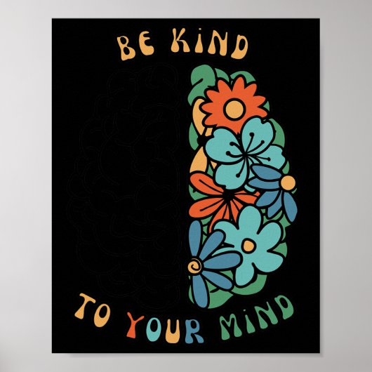 Wees aardig voor je geest Retro Groene Geestelijke Poster (Voorkant)