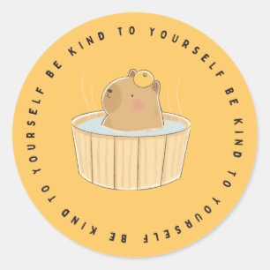 Wees aardig voor jezelf, Kawaii Capybara, cadeau S Ronde Sticker