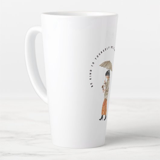 Wees aardig voor jezelf latte mok (Linkerhoek)