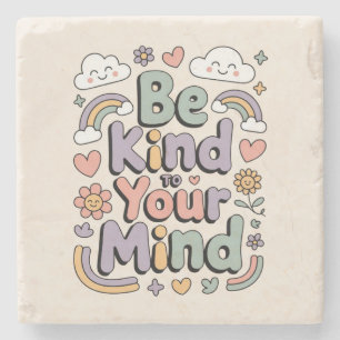 Wees aardig voor jezelf, Motiverend, Inspirerend Stenen Onderzetter