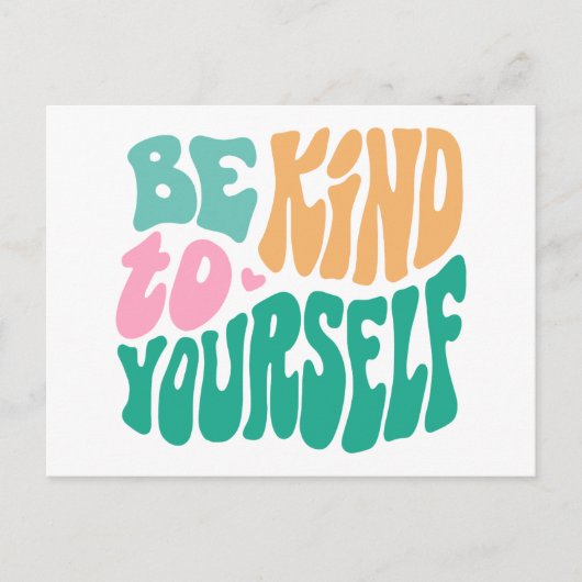 Wees aardig voor jezelf, Typografie Briefkaart (Voorkant)