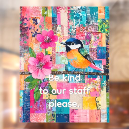 Wees aardig voor ons personeel raamsticker (Vel 2)