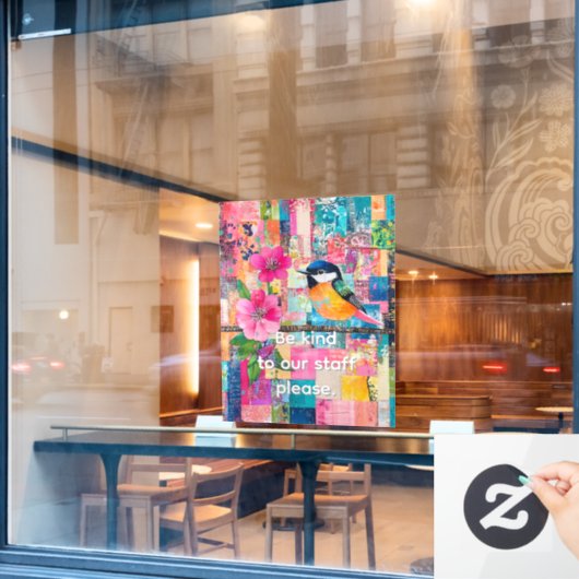 Wees aardig voor ons personeel raamsticker (Cafe Raam)