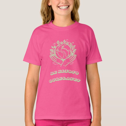 Wees aardig voor onze planeet: Caring Hands Earth  T-shirt (Voorkant)