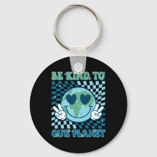 Wees aardig voor onze planeet Earth Day Hippie Pla Sleutelhanger