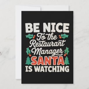 Wees aardig voor restaurantmanager Kerstman kijkt Kaart