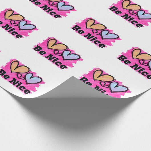 Wees Aardig Waterverf Harten Cadeaupapier (Hoek)