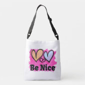 Wees Aardig Waterverf Harten Crossbody Tas (Achterkant)