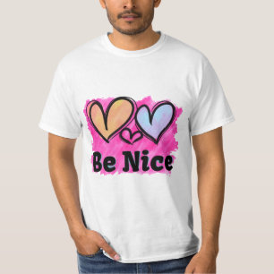 Wees aardig waterverf harten t-shirt