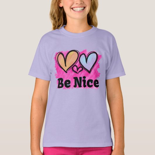 Wees Aardig Waterverf Harten T-shirt (Voorkant)
