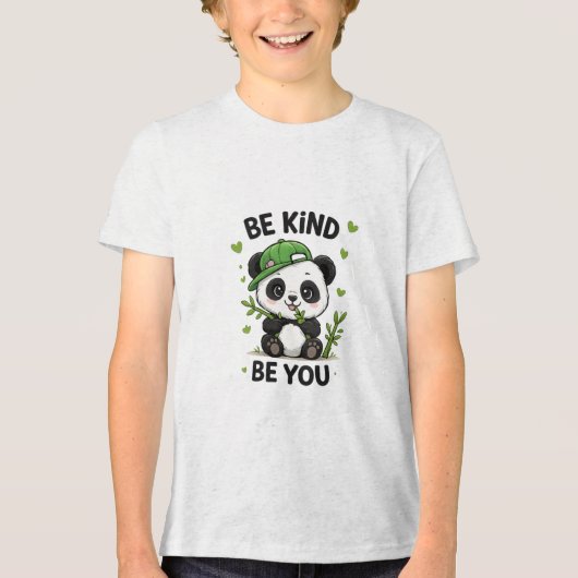 Wees aardig wees jezelf Panda Tri-Blend Shirt (Voorkant)