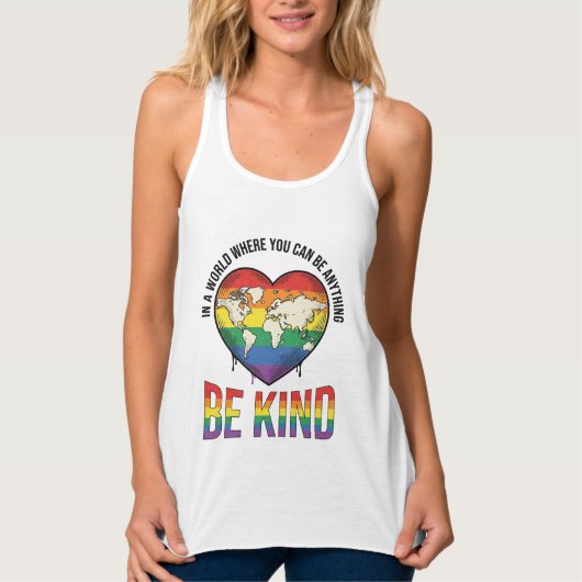 Wees aardig Wereld Hart Regenboog Vector T-Shirt O (Voorkant)