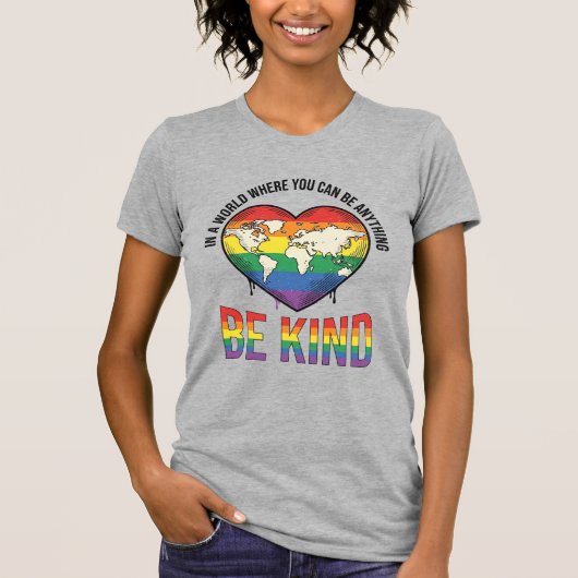 Wees aardig Wereld Hart Regenboog Vector T-Shirt O (Voorkant)