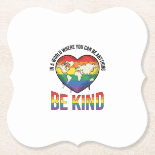 Wees aardig Wereld Hart Regenboog Vector T-Shirt O Kartonnen Onderzetters